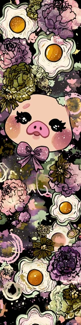 Free kawaii bookmark featuring a kawaii pig with five eggs